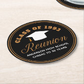 Zwart Goud High School Reunion Gepersonaliseerde P Ronde Kartonnen Onderzetter (Gebogen)