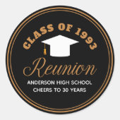 Zwart Goud High School Reunion Gepersonaliseerde P Ronde Sticker (Voorkant)