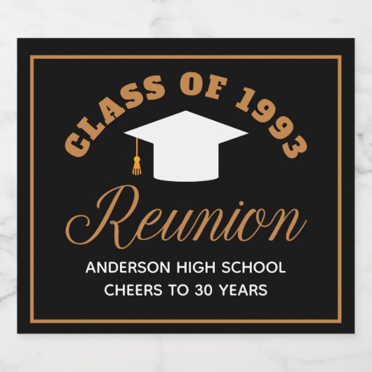 Zwart Goud High School Reunion Gepersonaliseerde P Sparkling Wijnetiket (Enkel label)