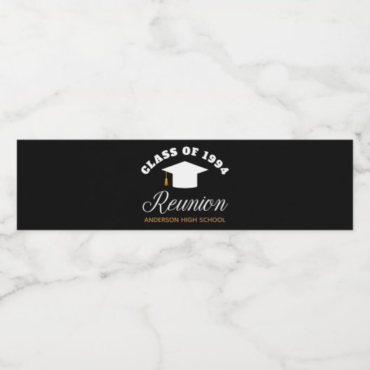 Zwart Goud High School Reunion Gepersonaliseerde P Waterfles Etiket (Enkel label)