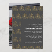 Zwart Goud  Hipster Afstuderen Party Foto Kaart (Voorkant / Achterkant)