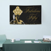 Zwart Goud Hoge Hak Schoen Parels 50ste Verjaardag Spandoek (Beurs)