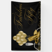 Zwart Goud Hoge Hak Schoen Parels 50ste Verjaardag Spandoek (Verticaal)