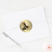 Zwart Goud Hoge hak Schoen Ronde Sticker (Envelop)