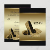 Zwart Goud Hoge Hak Schoen RSVP (Voorkant / Achterkant)