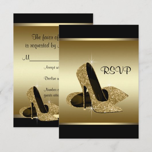 Zwart Goud Hoge Hak Schoen RSVP (Voorkant / Achterkant)