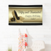 Zwart Goud Hoge Hak Schoen Verjaardagsfeest Spandoek (Insitu)