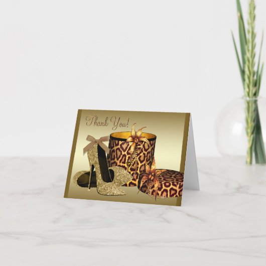 Zwart Goud Hoge Hak Schoenen Dank u Kaarten (Voorkant)