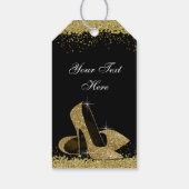 Zwart Goud Hoge Hak Schoenen Vrouwen Verjaardag Cadeaulabel (Achterkant)
