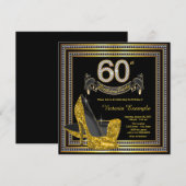 Zwart Goud Hoge Heel Vrouwen 60ste Verjaardagsfees Kaart (Voorkant / Achterkant)