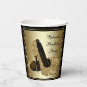 Zwart Goud Hoge Hiel Schoen Verjaardag Papier Cups Papieren Bekers (Achterkant)