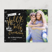 Zwart & Goud HOLLY JOLLY KERSTKAART Feestdagenkaart (Voorkant)