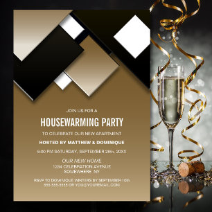 Zwart Goud Housewarming Party Kaart