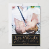 Zwart & Goud Hr. & Mevrouw Trouwfoto Bedankt Kaart (Achterkant)