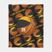 zwart goud Ik hou van basketbalmeisjes Fleece Deken (Voorkant)