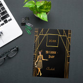Zwart goud in de stijl van 1920, deco retro agenda notitieboek