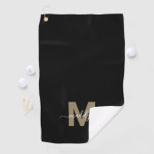 Zwart Goud Initiaal Naam Monogram Golfhanddoek (Insitu)