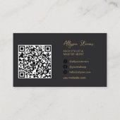 Zwart Goud Initialen Logo Make-up Artiest QR Code Visitekaartje (Achterkant)