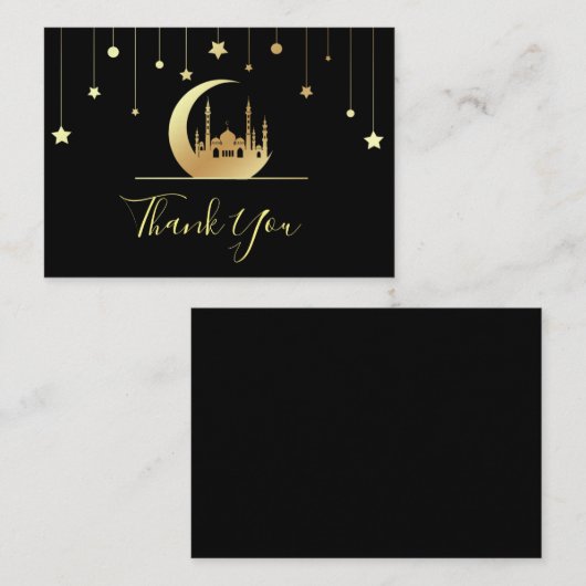 Zwart Goud Islamitische Dankjewel Kaart Notitiekaartje (Voorkant / Achterkant)