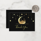 Zwart Goud Islamitische Dankjewel Kaart Notitiekaartje (Voorkant / Achterkant in situ)