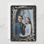 Zwart Goud Ivy Ornament bruiloft uitnodiging (Achterkant)