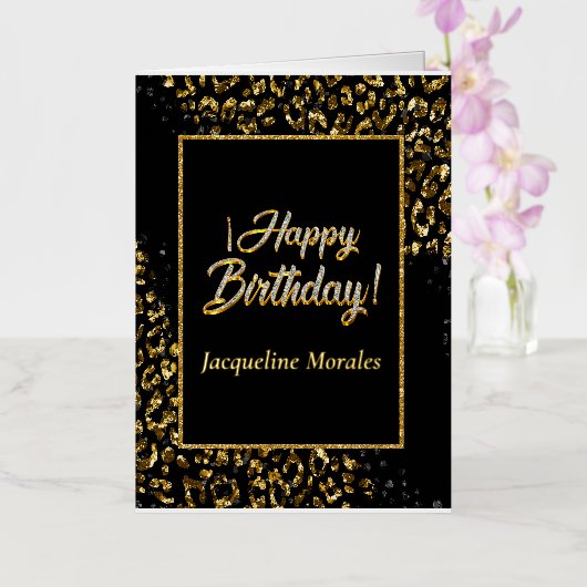 Zwart Goud & Jewel Leopard Briefkaart (Orchidee)