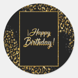 Zwart Goud & Jewel Leopard Ronde Sticker
