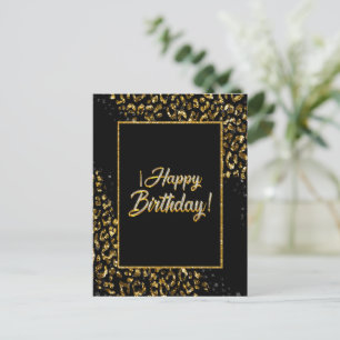 Zwart Goud & Jewel Luipaard Ansichtkaart Briefkaart