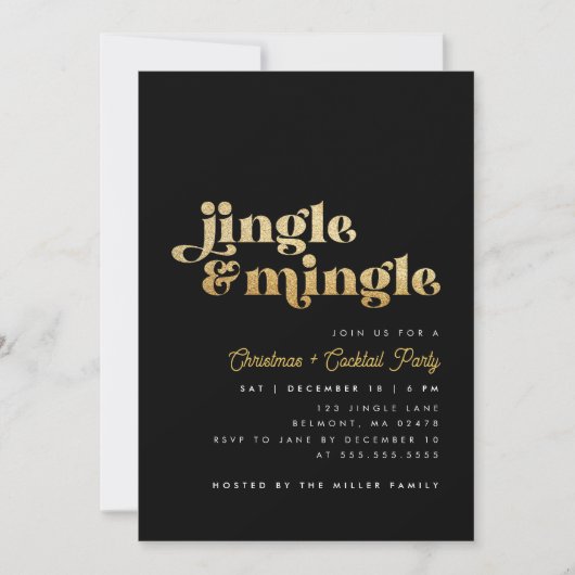 Zwart & Goud Jingle Mingle Modern Kerstfeest Kaart (Voorkant)
