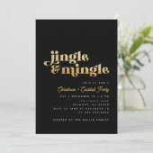 Zwart & Goud Jingle Mingle Modern Kerstfeest Kaart (Staand voorkant)