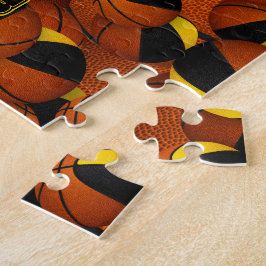 Zwart goud jongens meisjes basketbal team kleuren legpuzzel