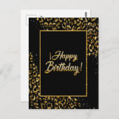 Zwart Goud & Juweel Luipaard Ansichtkaart Briefkaart (Voorkant / Achterkant)