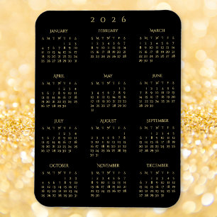 Zwart Goud Kalender 2026 Koelkast Keuken Magneet
