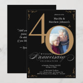 Zwart Goud Kalligrafie 40e Bruiloft Jubileum Kaart (Voorkant / Achterkant)