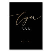 Zwart Goud Kalligrafie Bruiloft Sigaar Bar Teken Kaart (Voorkant)