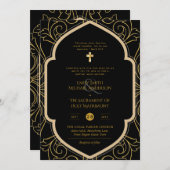 Zwart Goud  Katholiek Nuptial Mass Bruiloft Kaart (Voorkant / Achterkant)