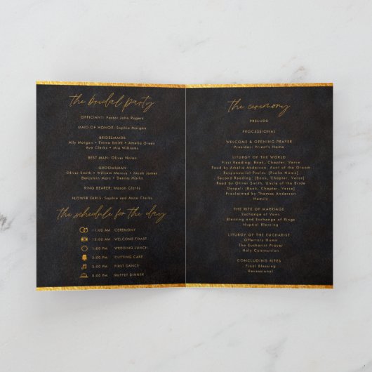 Zwart Goud Katholieke Trouwmis Ceremonie Programma (Binnen)