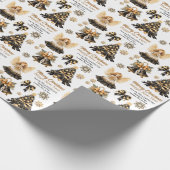 Zwart Goud Kerst Afbeeldingen Cadeaupapier (Hoek)
