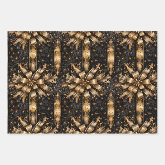Zwart & Goud Kerst Grunge Inpakpapier Vel (Voorkant 2)