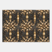 Zwart & Goud Kerst Grunge Inpakpapier Vel (Voorkant)