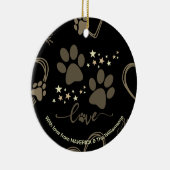 Zwart Goud Kerst HOND PAW PRINTS Gepersonaliseerd Keramisch Ornament (Rechts)