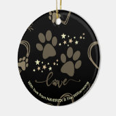 Zwart Goud Kerst HOND PAW PRINTS Gepersonaliseerd Keramisch Ornament (Links)