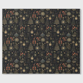 Zwart & Goud Kerst Ontwerp Wrapping Papier (Vlak)