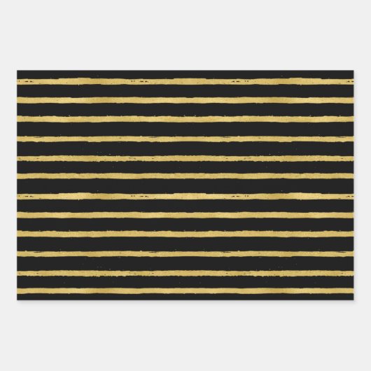 Zwart Goud Kerst Patroon Inpakpapier Vel (Voorkant)