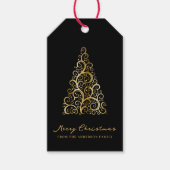 Zwart Goud Kerstboom Elegant Custom Cadeaulabel (Voorkant)