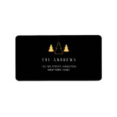 Zwart & Goud Kerstboom Pas getrouwd Foto Etiket (Voorkant)