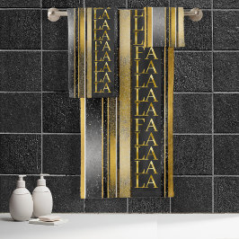 Zwart Goud Kerstmis Fa La Patroon # 27 ID1009 Bad Handdoek