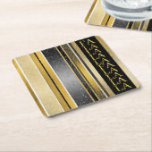 Zwart Goud Kerstmis Fa La Patroon # 27 ID1009 Kartonnen Onderzetters (Schuin)