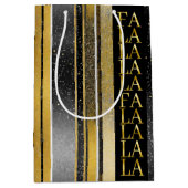 Zwart Goud Kerstmis Fa La Patroon # 27 ID1009 Medium Cadeauzakje (Voorkant)