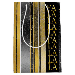 Zwart Goud Kerstmis Fa La Patroon # 27 ID1009 Medium Cadeauzakje